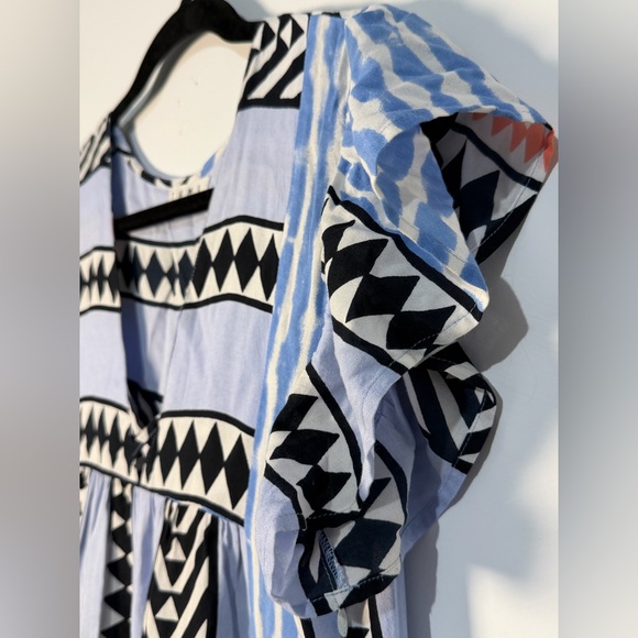 THML Anthropologie Boho Tribal Print Flutter Sleeve Shift Mini Dress Medium - Picture 4 of 10